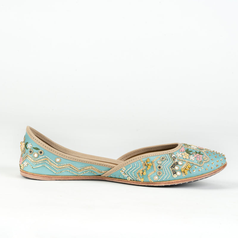 Lily Closed Flat (Jutti) - Sky Blue | Anakh