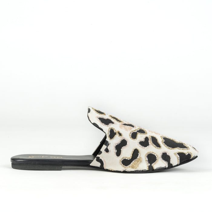 Jungle Jive Flat Mule - Black & White | Anakh