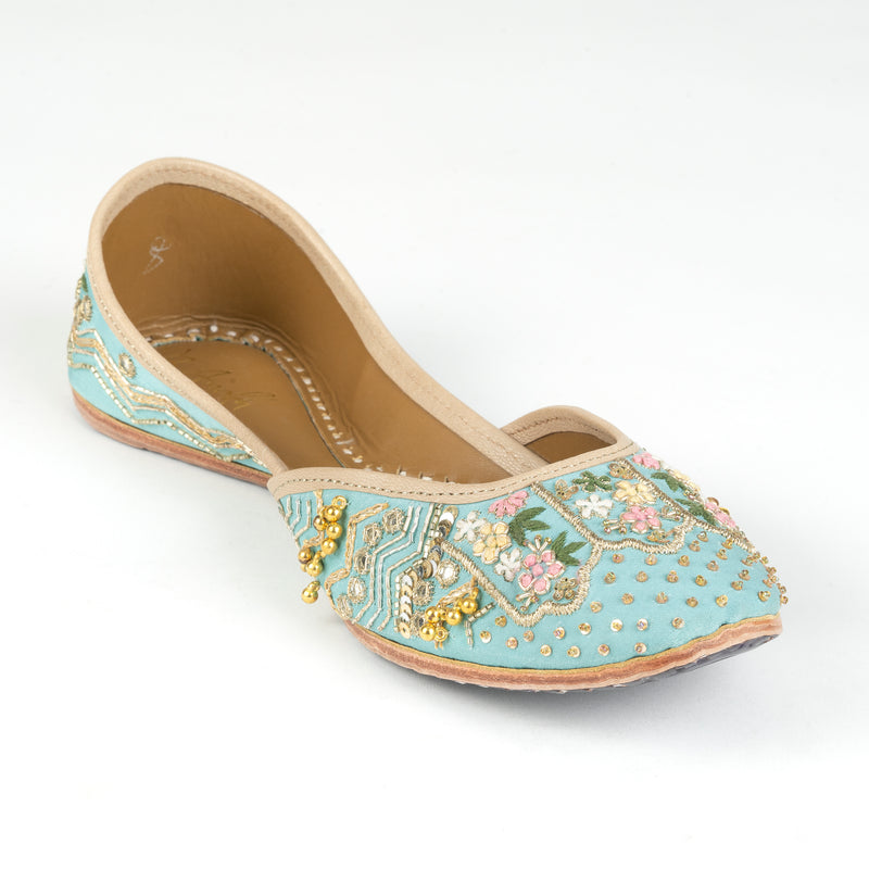 Lily Closed Flat (Jutti) - Sky Blue | Anakh