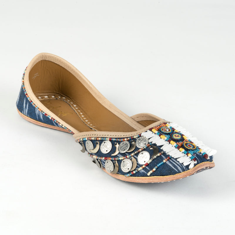 Victoria Closed Flat (Jutti) - Blue and White | Anakh