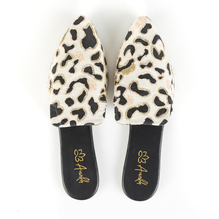 Jungle Jive Flat Mule - Black & White | Anakh